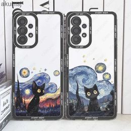 Cell Phone Cases Case For Samsung Galaxy S20 Plus S21 FE S22 S23 S24 Ultra A53 A52 A54 A33 Van Gogh Starry Night Funny Cute Cat Art Phone Cover YQ240221