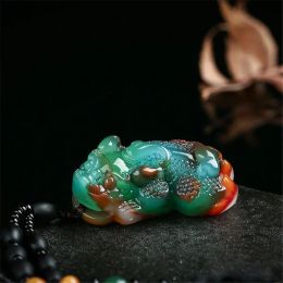 Pendants 1PC Natural Colour Jade Tiger Pendant Necklace HandCarved Chinese Charm Jadeite Jewelry Lucky Amulet Gifts for Men Women