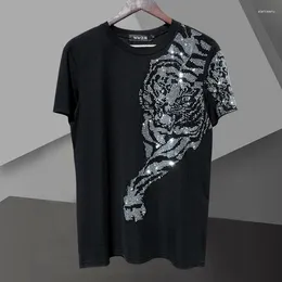 Men's T Shirts High Quality Summer Fashion Diamond Tiger Head T-shirt Mens Shirt Men Short Sleeve Streetwear Casual O-Neck Tee Homme