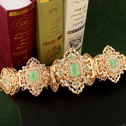 Belts New Morocco Caftan Wedding Belts Gold Plated Long Robe Waist Chain Ethnic Vintage Bridal Belts Wedding Sash Belt Women Gifts