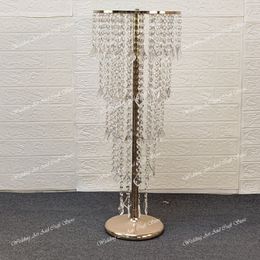 Tall Wedding Centrepieces Gold Vases Crystal Flower Vase, Crystal Metal Silver Flowers Stand For Party Tables Decorations gold pillar walkway stand