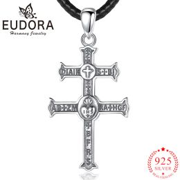 Necklaces Eudora Real 925 Sterling Silver Cross of Lorraine Necklace Vintage Amulet Pendant Women Men Personality Jewellery Party Gift