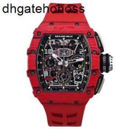 Richardmills Watch Swiss Mechanical Watches RicharsMillesr Rm 1103 Ntpt Red Devil Mens Series Carbon Fibre Automatic with Security Card