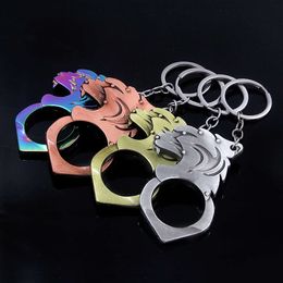 Outdoor Creative Window New Escape Head Tiger Male And Female Self Defense Wolf Proof One Finger Keychain Pendant 823801