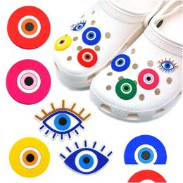 Shoe Parts & Accessories 20Pcs/Set Evil Eyes Style Pattern Clog Charms 2D Soft Pvc Shoe Buckles Accessories Clog Charm Decorations Fit Dhbg3