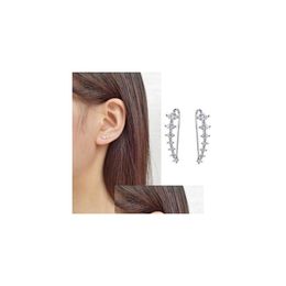 Stud 7 Crystal Cubic Zirconia Ushaped Ear Clip Cuff Cartilage Earrings For Women 925 Sterling Sier Hypoallergenic Fashion Drop Delive Dhi1P