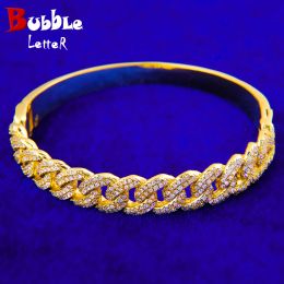 Bangles Bubble Letter Cuban Bangles Cubana Link Bracelet for Men Real Gold Plated Hip Hop Jewellery Iced Out