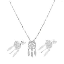 Necklace Earrings Set Dream Catcher Pendant And Women Gift Necklaces Stud Festival Korean Fashion Jewellery