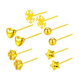 Earrings Labb Real 18K gold Jewellery earrings pure AU750 simple star heart design women's exquisite Jewellery gift E169