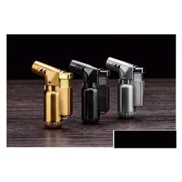 Kitchen Lighters Metal Windproof Butane Gas Lighter Cigar Cigarette Mini Refillable Jet Flame Torch Dabs Dhs Drop Delivery Home Gard Dhlbs