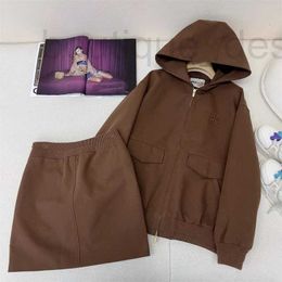 Two Piece Dress designer brand 2024 Early Spring New Nanyou Miu Literary Style Zipper Hooded Coat+hip Wrap Half Skirt Casual Set G3JS