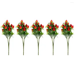 Decorative Flowers 5 Pcs Simulated Strawberry Nupec Fake Artificial Bouquets Decorate Wedding Ceremony Stems Pvc