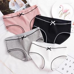 Women's Panties Cotton Underwear Women Briefs Thread Comfortable Breathable Princess Bow Sexy Mid-waist Solid Colour SYTa002