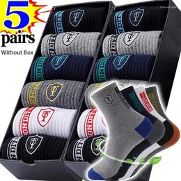 Men's Socks 5 Pairs Apring And Fall Men Breathable Sweat Absorbent Cotton Sports Comfortable Thin Basketball Chaussettes Homme