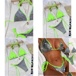 Women'S Swimwear Womens Sexy Bikini Bright Sier Triangle Womensh Angingr Ingsb Ikinis Wimwears W P230530 Drop Delivery Apparel Clothi Dhirr