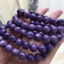 Bangles Russian Charoite Bracelets 6MM 8MM 10MM Undyed 100% Pure Smooth Round Stone Jewelry Charm Gemstone Customize Design New