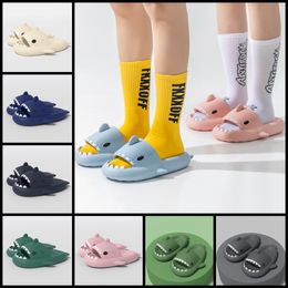 Hot sale designer shark slippers summer sliders men women rainbow slides pink blue grey sandals soft thick cushion slipper cloud slide indoor 36-47