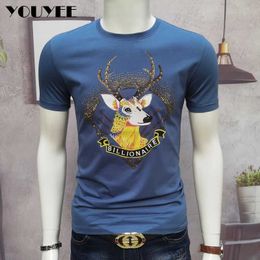 Men's T-Shirts Yellow Collarless Casual Male T-shirt Cartoon Cotton Hoodless Youth Slim Fitting Mens Clothes Breathable 2022 Summer New Design J240221