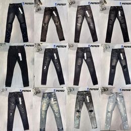 Jeans da uomo Pantaloni da uomo Ricamo Streetwear Pantaloni in denim elasticizzato nero Fori Pantaloni dritti slim strappati effetto consumato jeans da uomo firmati