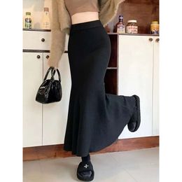 womens slimming fishtail skirt knitted half length womens weight loss new slim skirt fitting high waisted a line dress mermaid for autumn and winter wool skirt 70y4