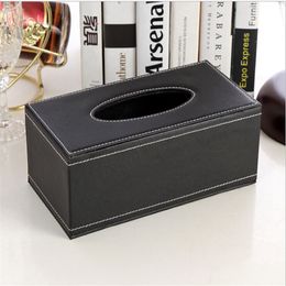 Simple Leather Tissue Box Holder - Waterproof Rectangular Tissue Box Cover Vintage Napkin Paper Holder for Home el Office & Ca233p