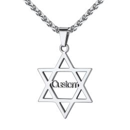 Necklaces U7 Stainless Steel Custom Name Star Of David Necklace Hexagon Judaism Jews Jewish Symbol Unisex Jewelry
