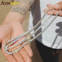 Necklaces New High Quality 5MM Iced Out Bling 5A Cubic Zircon 1 Row Tennis Chain Necklace for Women Men Hip Hop Jewelry Drop Shipping