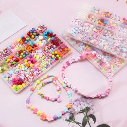kits Acrylic Beads Bracelets Jewelry Making Aesthetic Charm Necklace Making Kit Beads Assortments Colorful Set Gift for Teen Girls