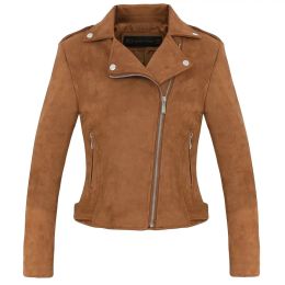 Jackets New Fashion Women suede motorcycle jacket Slim brown full lined soft faux Leather female coat veste femme cuir epaulet zipper