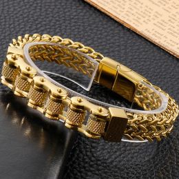 Bracelets Rock And Roll Men's Bike Biker Motorcycle Chain Bracelet Jewellery Gold Plated Stainless Steel Bicycle Bracelets & Bangles 2023