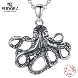 Pendants Eudora 925 Sterling Silver Punk Octopus Necklace for Women Man vintage Octopus Pendant Ocean personality Jewelry Party Gift