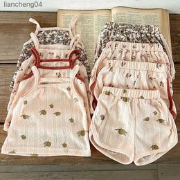 Clothing Sets Baby Clothes Sets Summer Toddler Girl Strap Suits Cotton Printing Baby Boy Tops Tee and Shorts Infant Tracksuit Newborn Sets