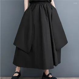 Skirts Japanese Korea Style Dark Black High Waist Loose Summer Autumn Skirt Lady Work Fashion Women Casual Spring Ruffle