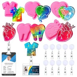 &equipments Heart TShirt Tooth Badge Reel Silicone Mould Doctor Theme Stethoscope Phone Grip Resin Epoxy Mould Keychain Pendant Jewellery Mould