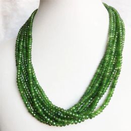 Necklaces Small 3*4MM Faceted Clear Green Taiwan Jade Necklace for Women Natural Stone Beaded Gem Choker Collares Abacus Jewellery