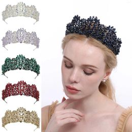 Hair Clips Baroque Royal Queen Crystal Bridal Tiaras Crowns For Women Red Rhinestone Pageant Diadem Veil Tiara Wedding Accessories