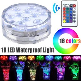 IP68 Waterproof Multi Colour Submersible 10 LED Lights Underwater Night Lamp Tea Light Vase Bowl Party Wedding Christmas Decoration