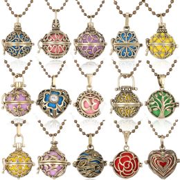 Necklaces 10pcs/lot Aromatherapy Jewellery Essential Oil Diffuser Necklace Pregnancy Mexico Chime Music Angel Ball Caller Locket Necklace