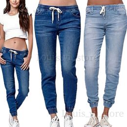 Women's Jeans Leisure jogging pants 2021 elastic sexy tight pencil jeans womens long leg jeans high waisted womens denim drawstring pants T240221