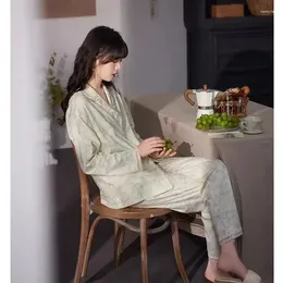 Women's Sleepwear Pajamas Set Spring And Fall Chinese Style Cotton Long-sleeved Home Wear Elegant Temperament Two-piece