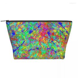 Cosmetic Bags Paint Splatter Grunge Trapezoidal Portable Makeup Daily Storage Bag Case For Travel Toiletry Jewellery
