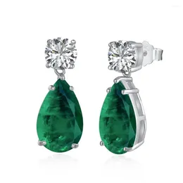 Dangle Earrings Classic 925 Sterling Silver Pearl 5CT Emerald White Sapphire Gemstone Women Fine Jewelry Wholesale