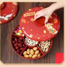 Plates Spring Festival Home Spinning Fruit Box Candy Melon Seed Plate Storage Divided Snack