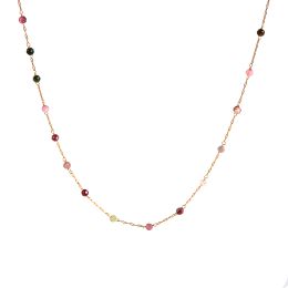 Necklaces 33 Styles 18K Gold Plated Necklace Gemstone Chain Adjustable Tourmaline Amethyst Apatite Natural Stone Bead Necklace For Women