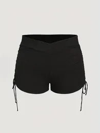 Women's Shorts Plus-size Curve & Plus Rib Drawstring Swim Bottom