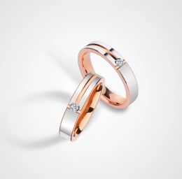 Rings Customized Wedding Rings 4MM Width Rose Gold Plating Tungsten Carbide Band Inlay CZ Stones Size 512 Can Engrave Number/ Letters