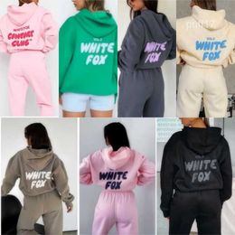 Mens Hoodies White Fox Hoodie Sets Woman Two 2 Piece Set Women Men Clothing Sporty Pullover Hooded 12 Colours Designer Tracksuit Spring Autumn C1PK RTYS