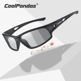 Eyewears CoolPandas Photochromic Cycling Glasses Men Women Outdoor Sports Hiking Sunglasses Chameleon Riding Goggles UV400 gafas mtb