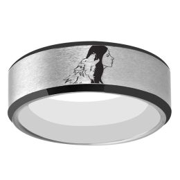 Rings Unique Women with Wolf Design Wolf Girl Ring 8mm Width Tungsten Carbide Ring Wedding Engagement Ring Anniversary Gift Ring