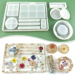 Equipments 1 Set Spice Grinder Ashtray Epoxy Resin Mold Makeup Rolling Tray Silicone Mould DIY Crafts Jewelry Decorations Casting Tools